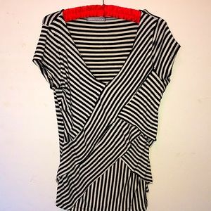 5/$25 Olivia Moon size M Black/white striped t-shirt top